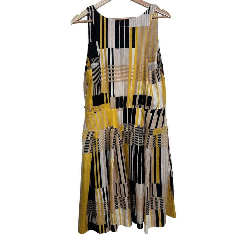Maeve Anthropologie Otta Dress 10 Silk Blend Pattern Pleated Midi Wedding Guest - Picture 8 of 10